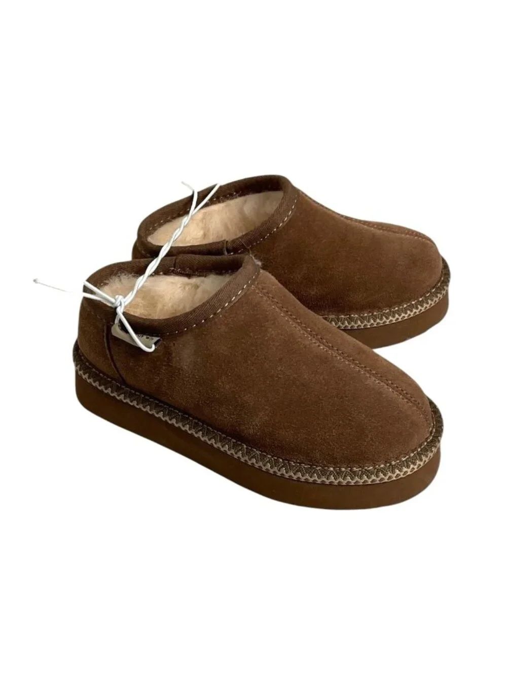 BEARPAW Brown Solid Platform Slipper Kids Size 12